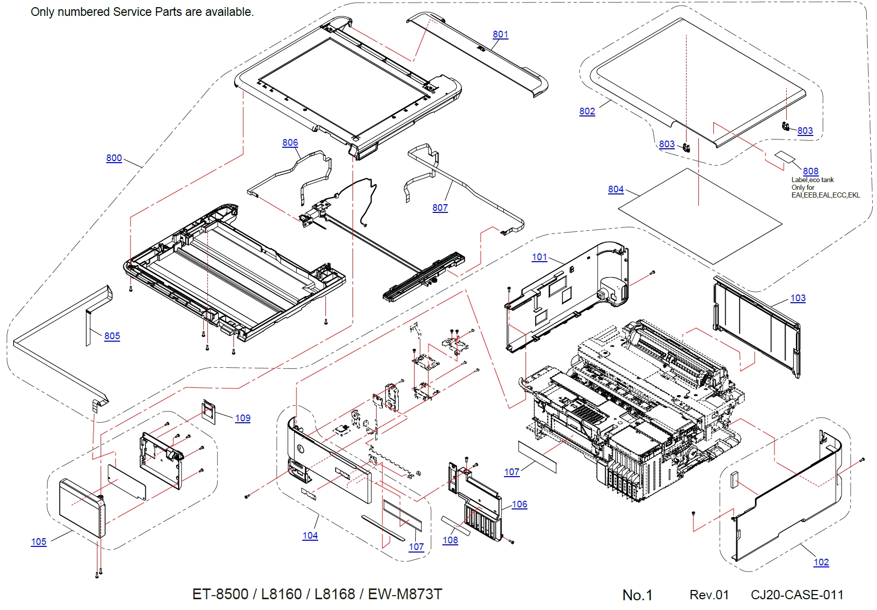 Epson L8160 L8168 Et 8500 Ew M873t Parts Manual 7336