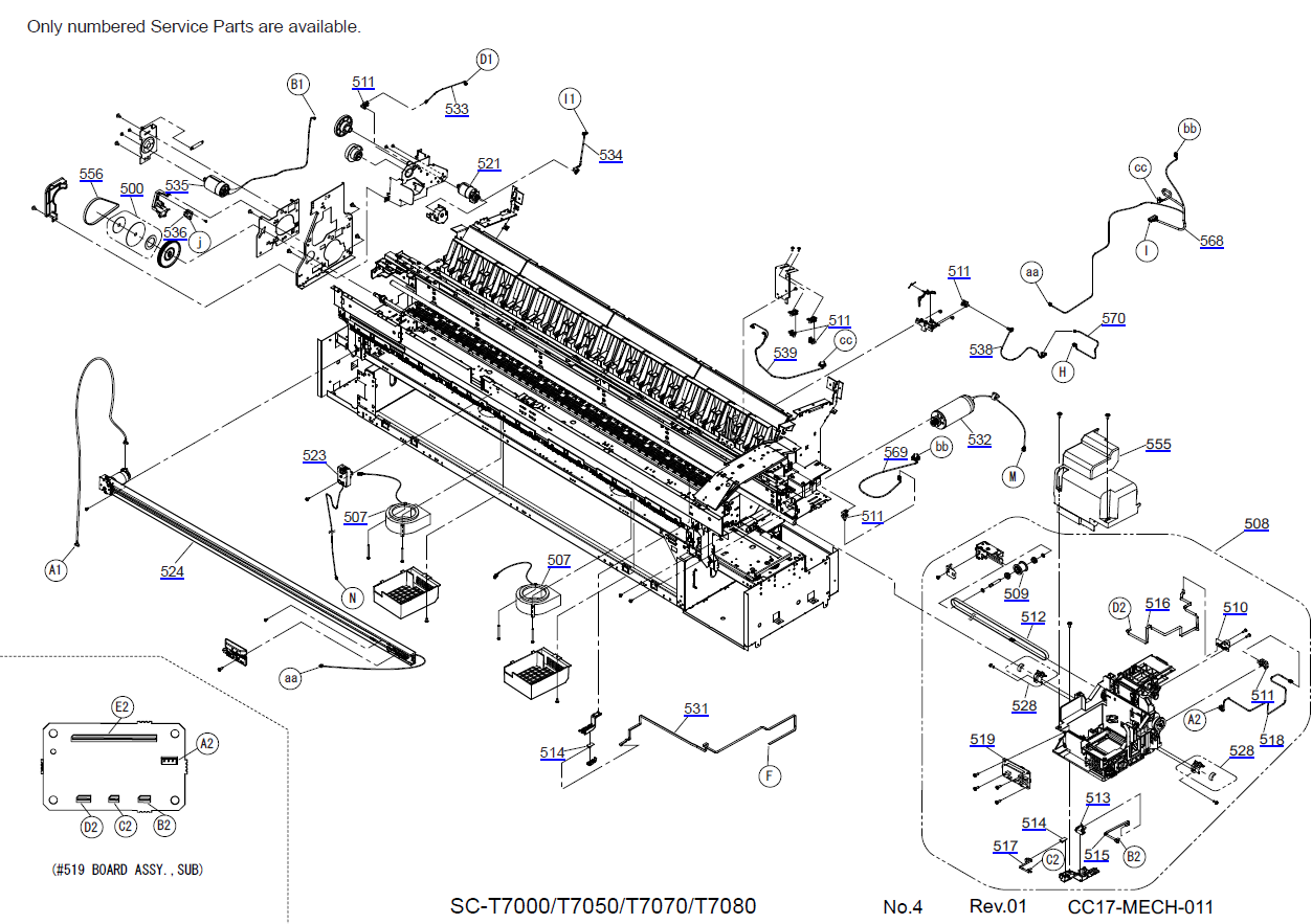 Epson Surecolor T7000 T7050 T7070 Parts Manual 5331