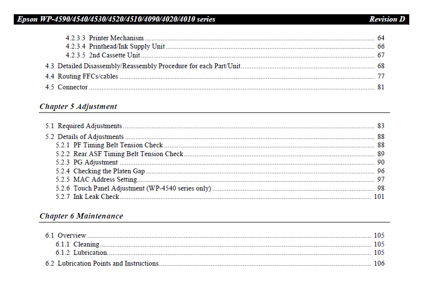 Epson Workforce Wp 4590 4540 4530 4520 4510 4090 4020 4010 Service Manual 1853